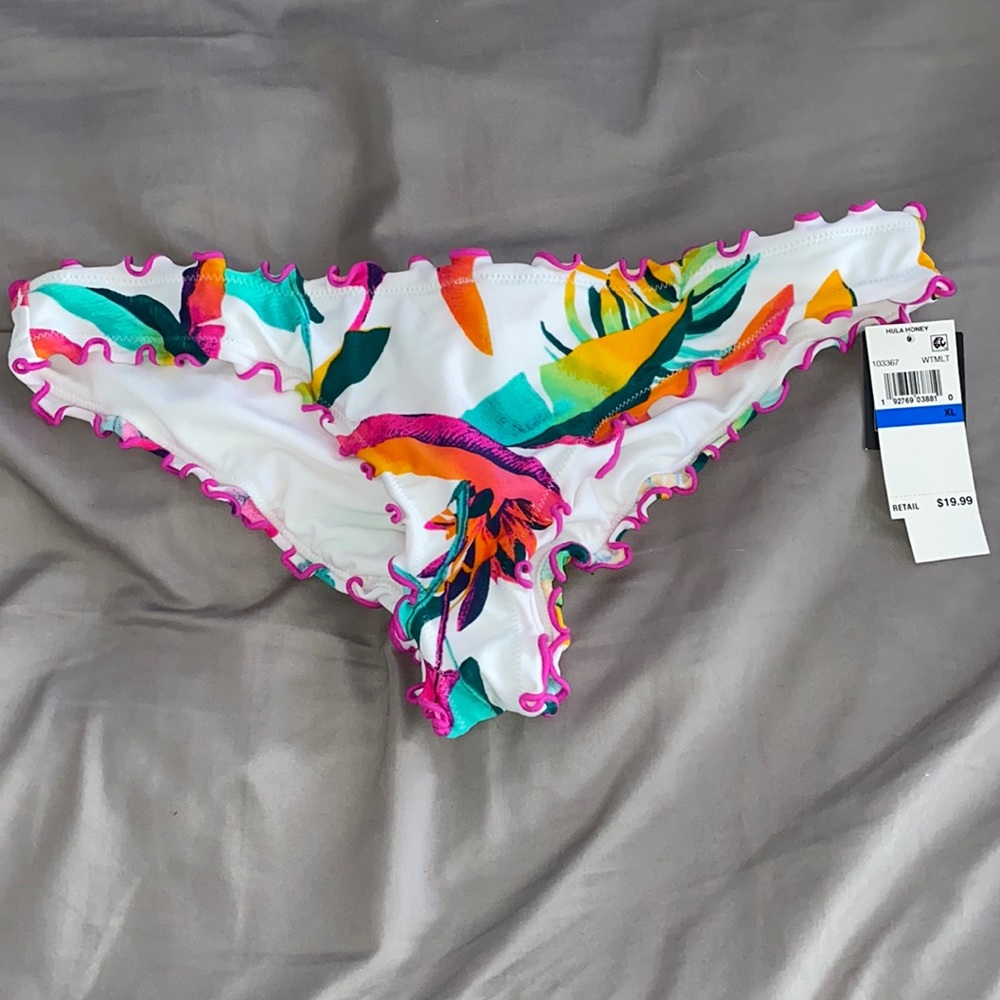 Tropical Ruched Bikini Bottoms
